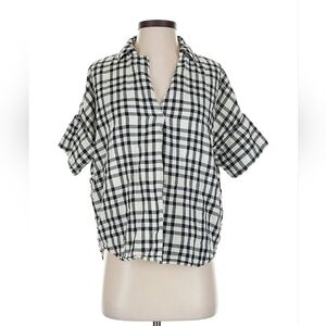 Madewell Plaid Button Down Shirt in Black and White